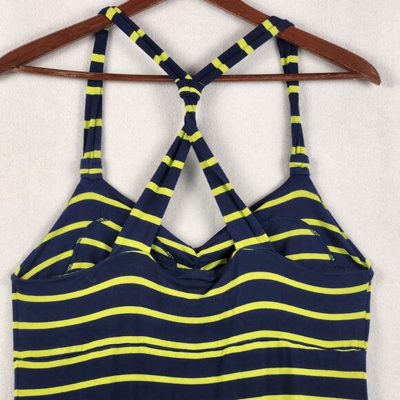 Dakini Athletic Dress Women’s SZ LG Blue/Lime Striped Stretch Twist Back Detail - Picture 6 of 14